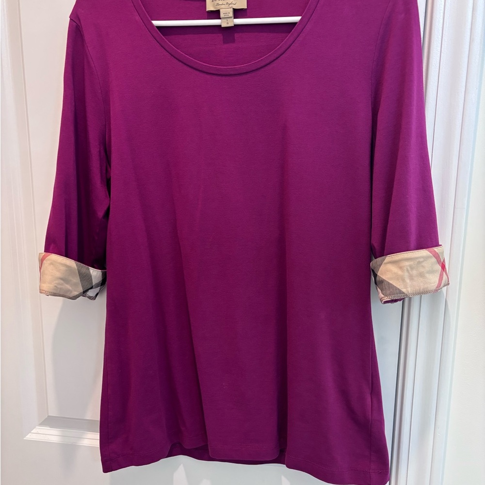 Burberry Pink and Purple Cuffed Sleeve T-Shirt